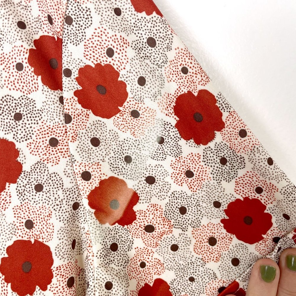 Vintage 1970s Sears rust & brown floral poppy print blouse  - size M/L - Picture 8 of 9